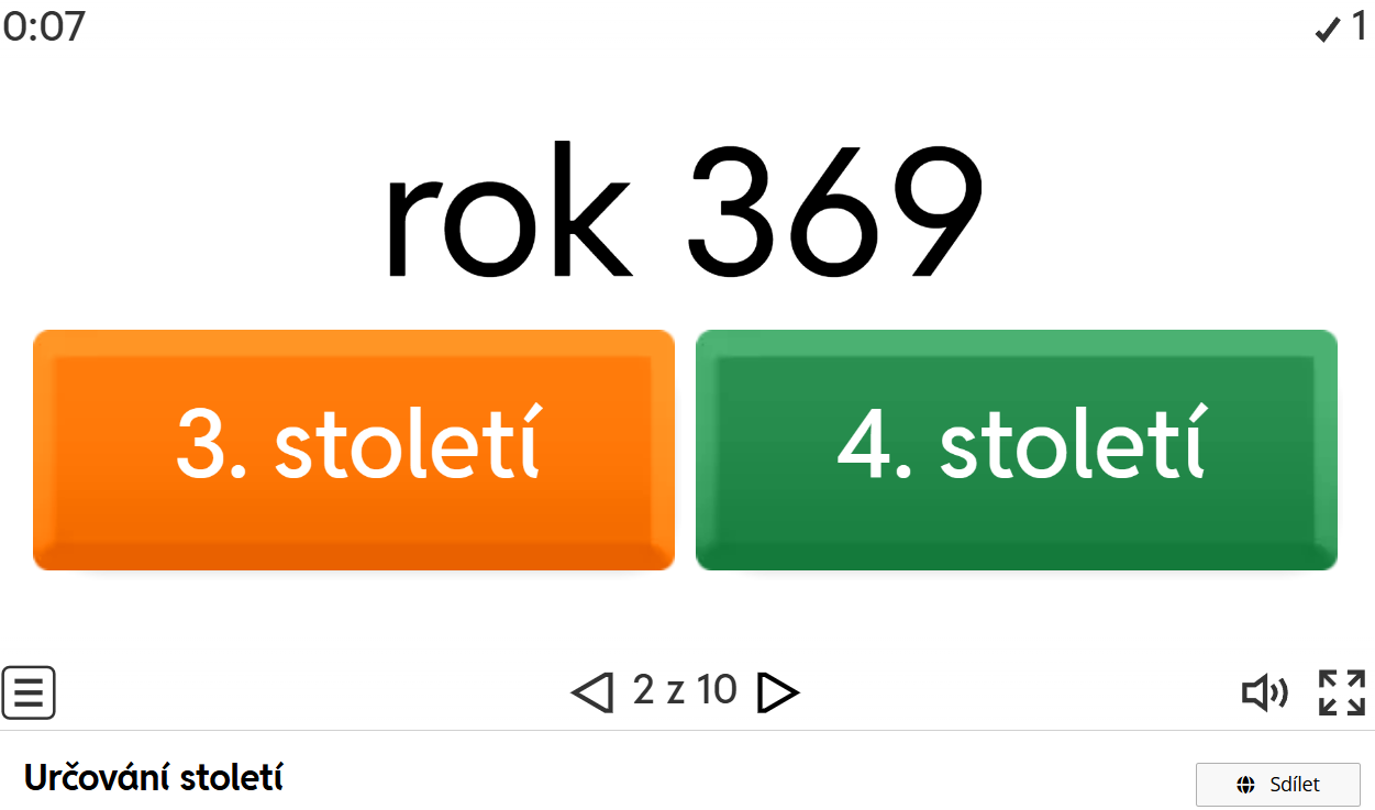 Urči správné století
