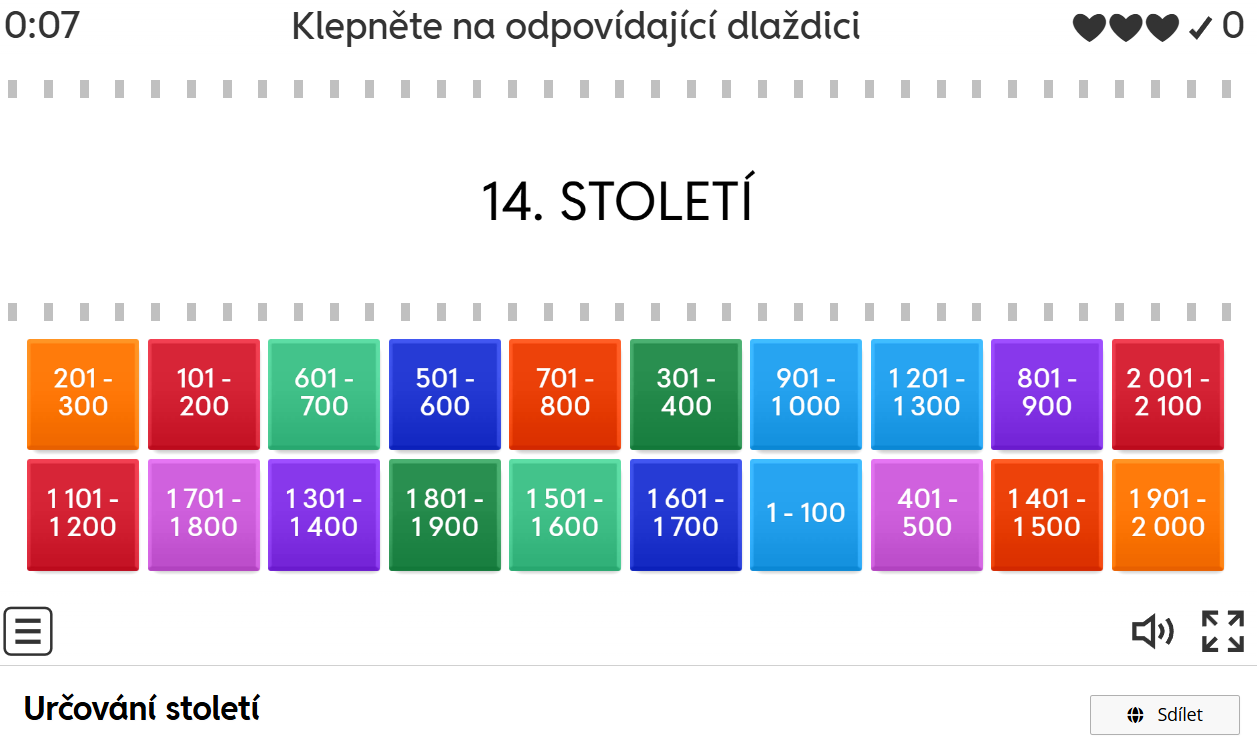 Urči správné století